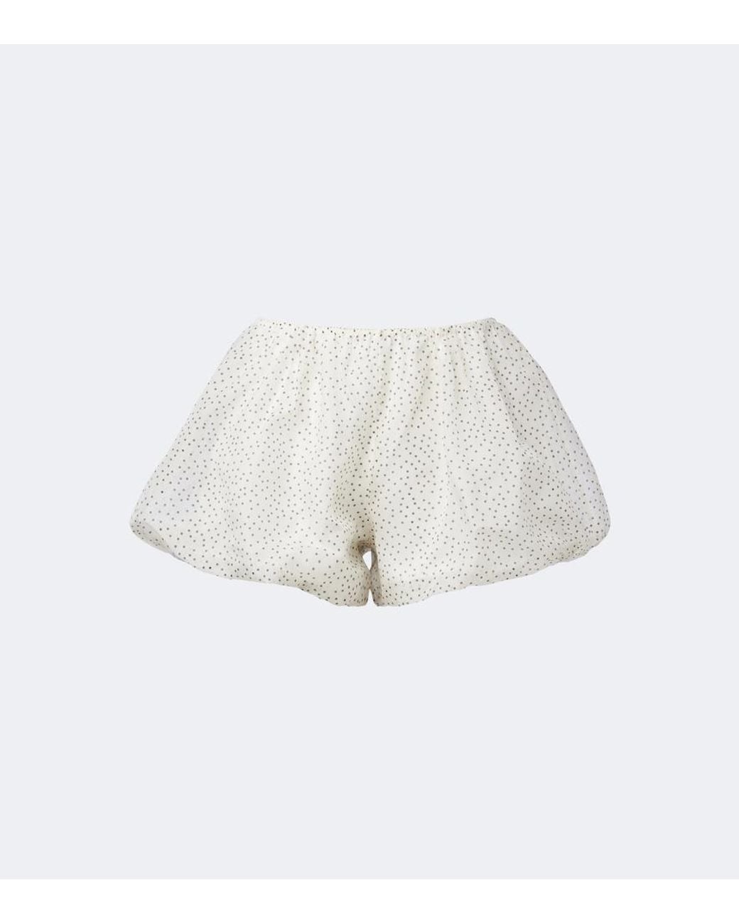 Sir White Polka-Dot Silk Organza Shorts
