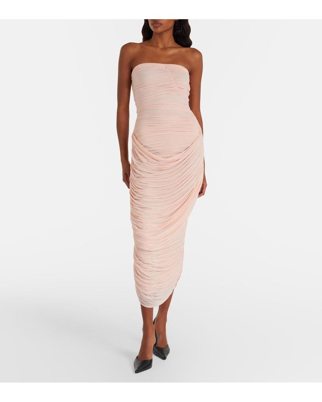 Magda Butrym Pink Draped Midi Dress