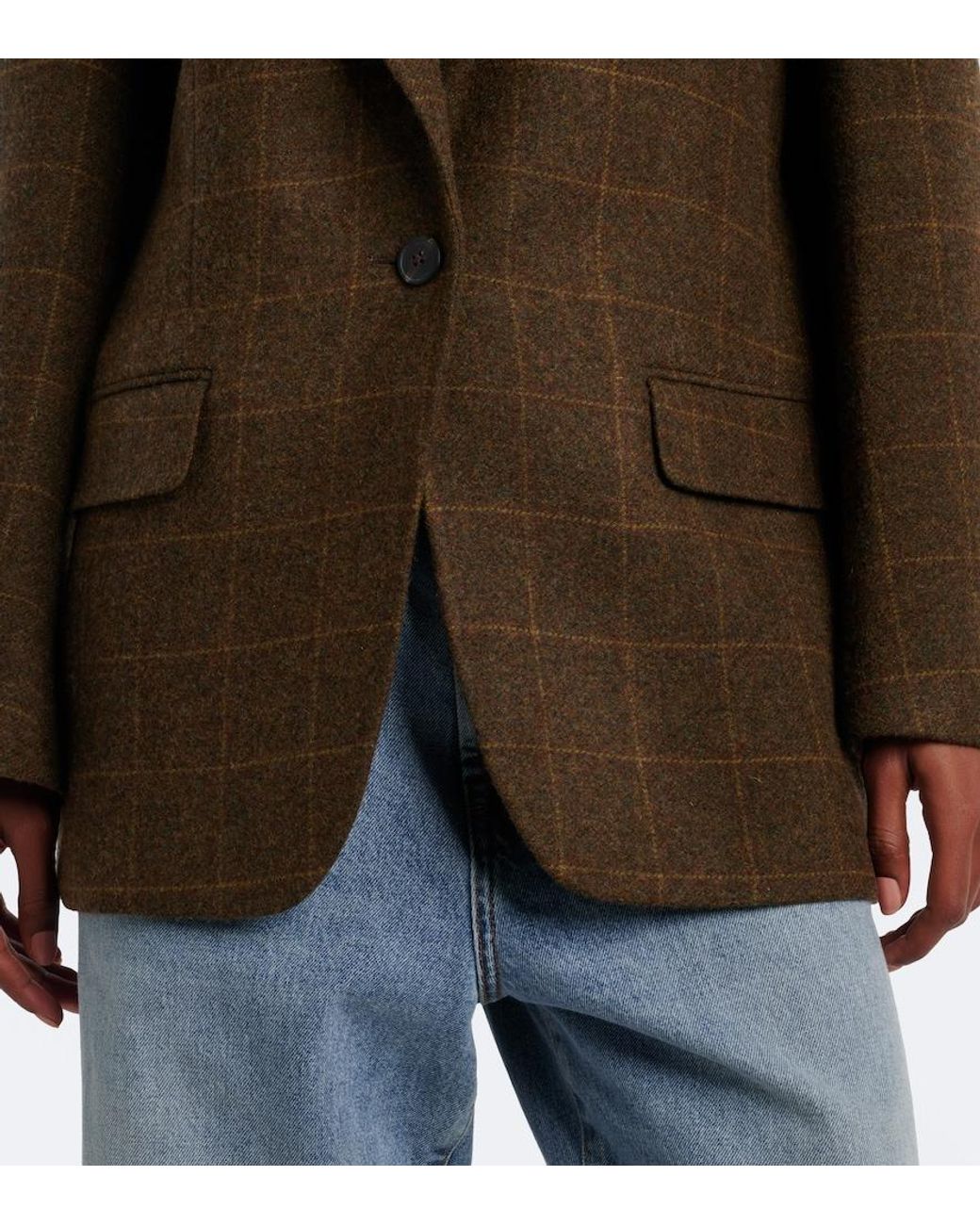 Rohe Brown Checked Oversized Wool Blazer