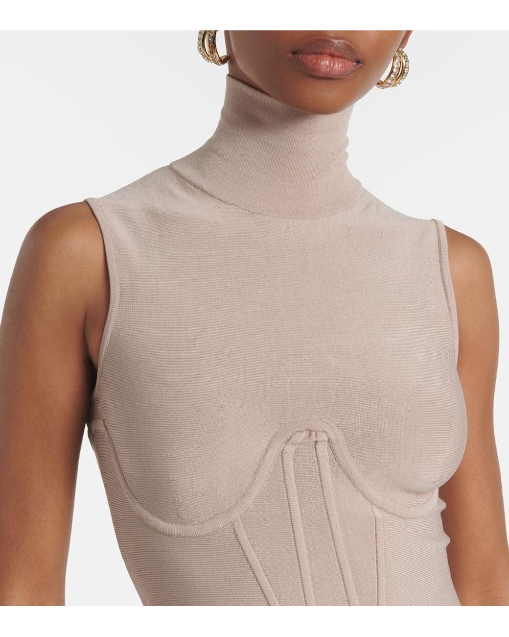 Nensi Dojaka White Gwyneth Knitted Corset Maxi Dress