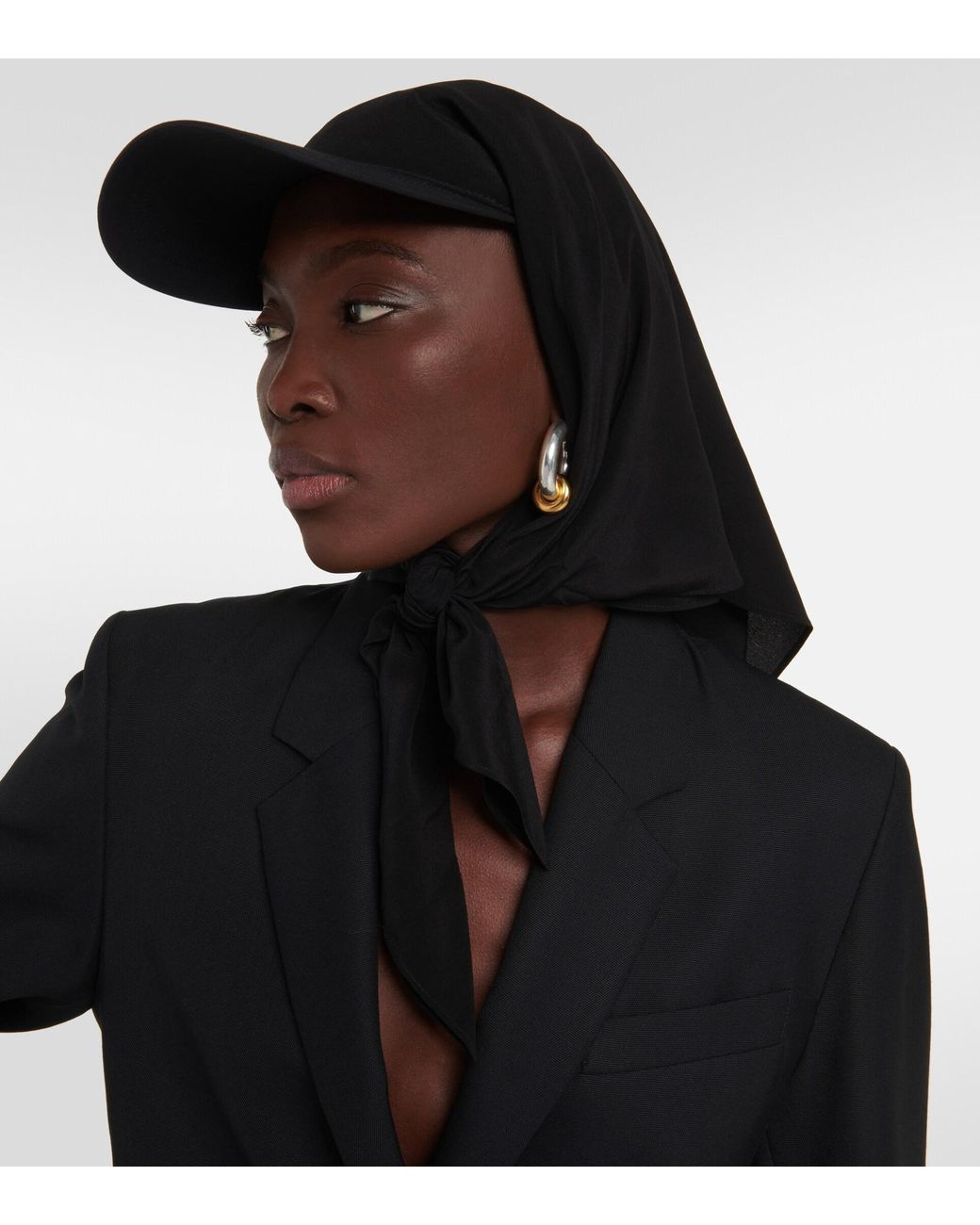 Totême Scarf-detail Cotton And Silk Baseball Cap in Black | Lyst