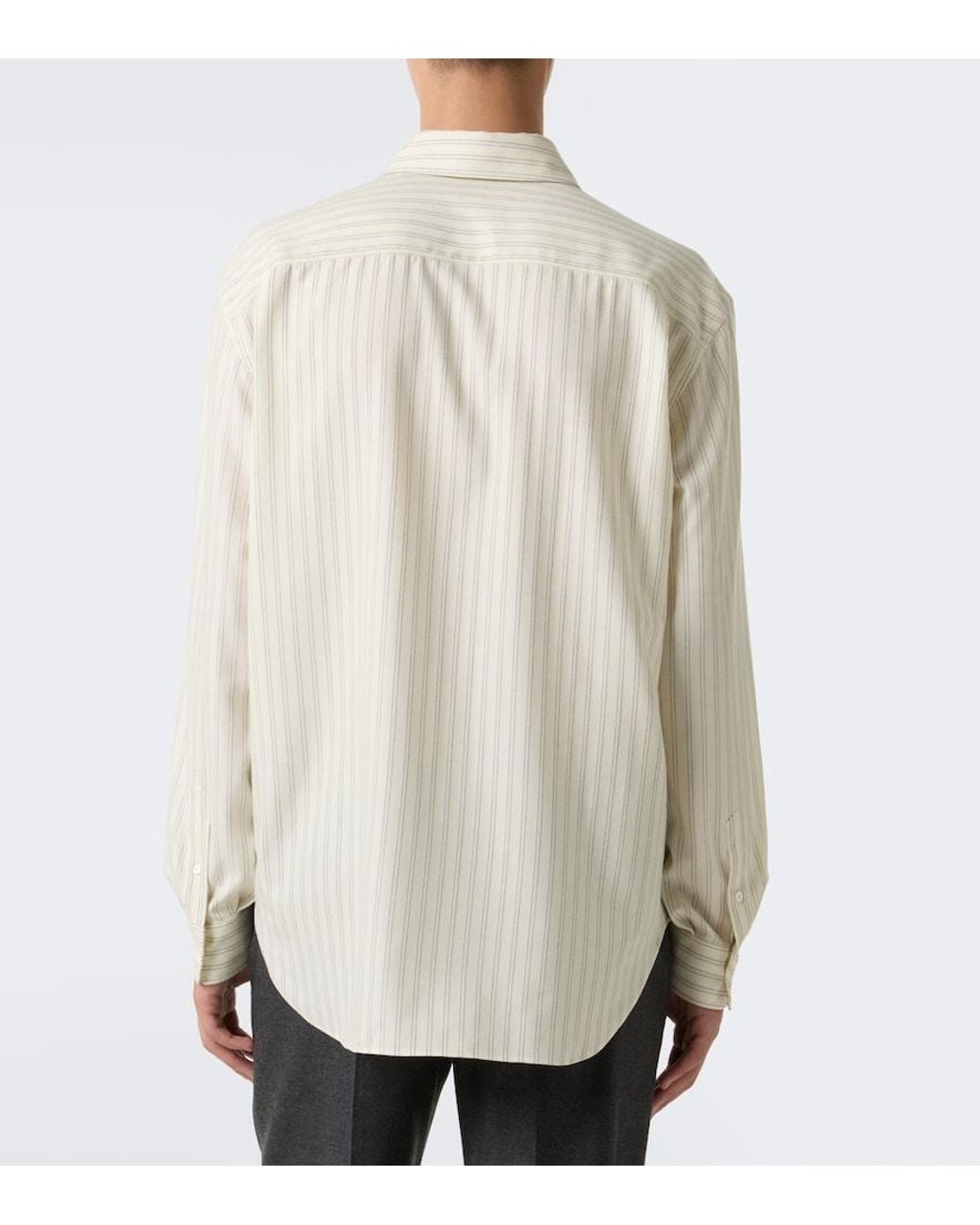 The Row White Uday Striped Cotton Poplin Shirt for men