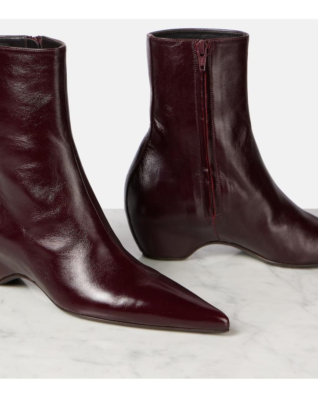 Khaite Brown Sybil 40 Leather Ankle Boots
