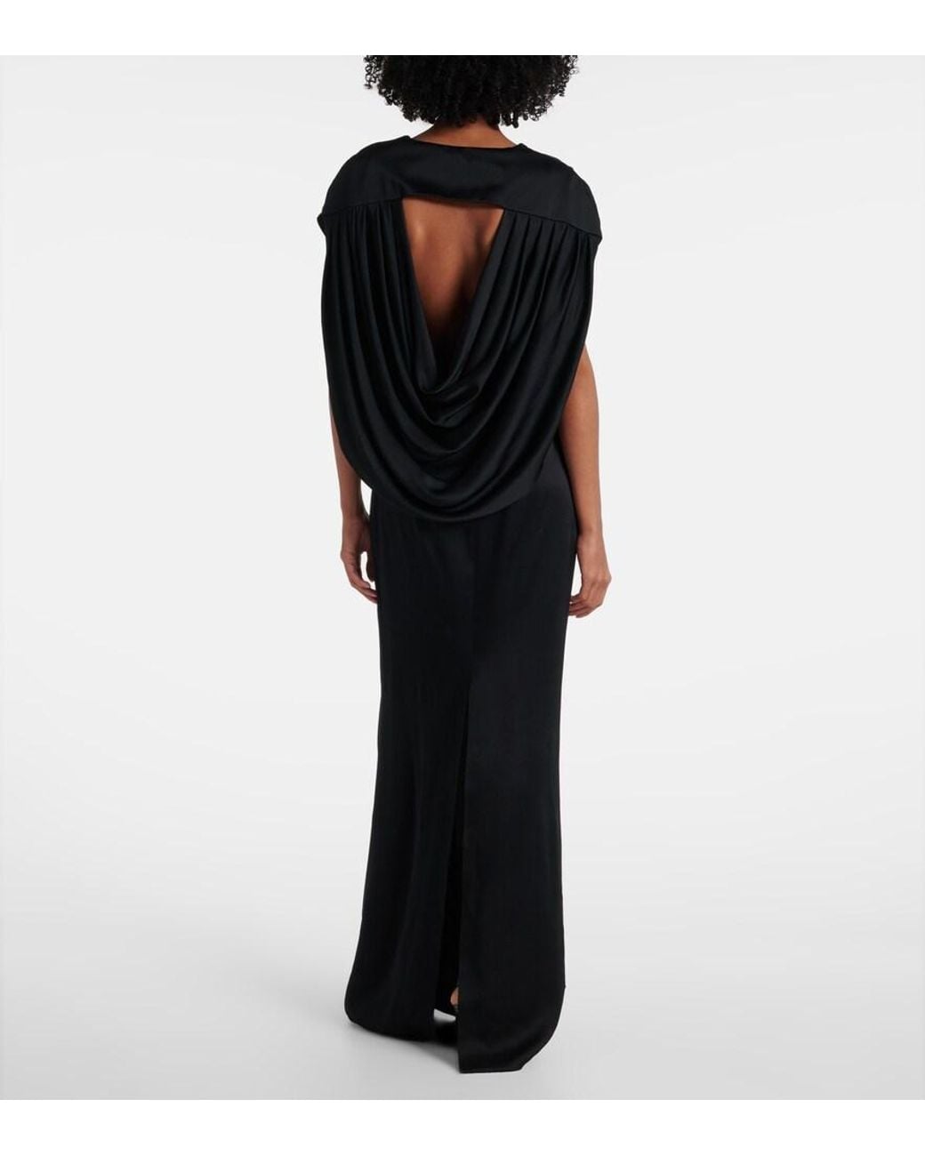 Stella McCartney Black Open-Back Satin Maxi Dress