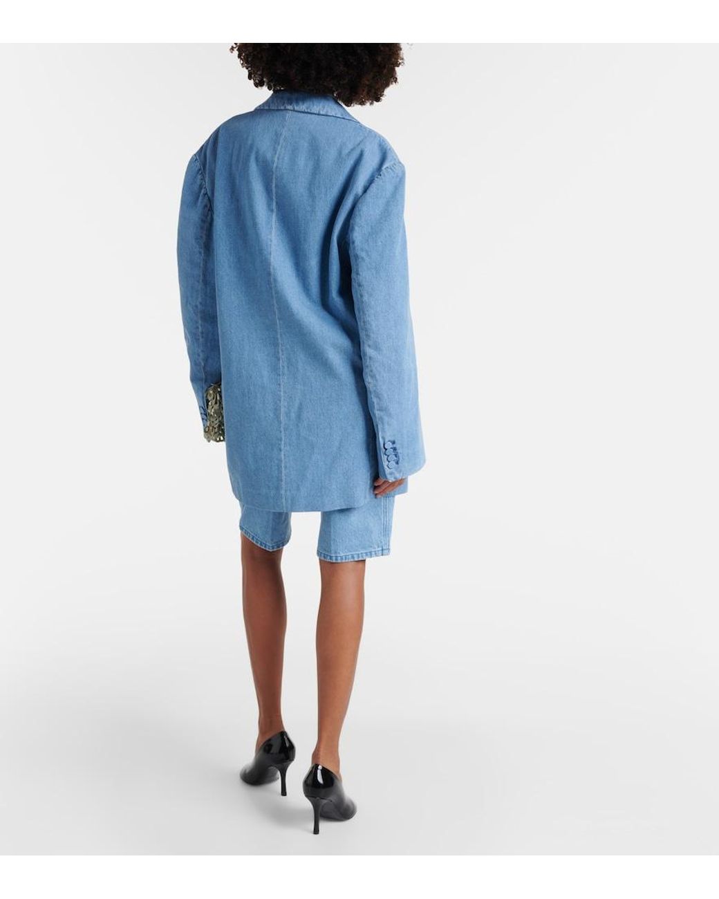 Dries Van Noten Blue Oversized Denim Blazer