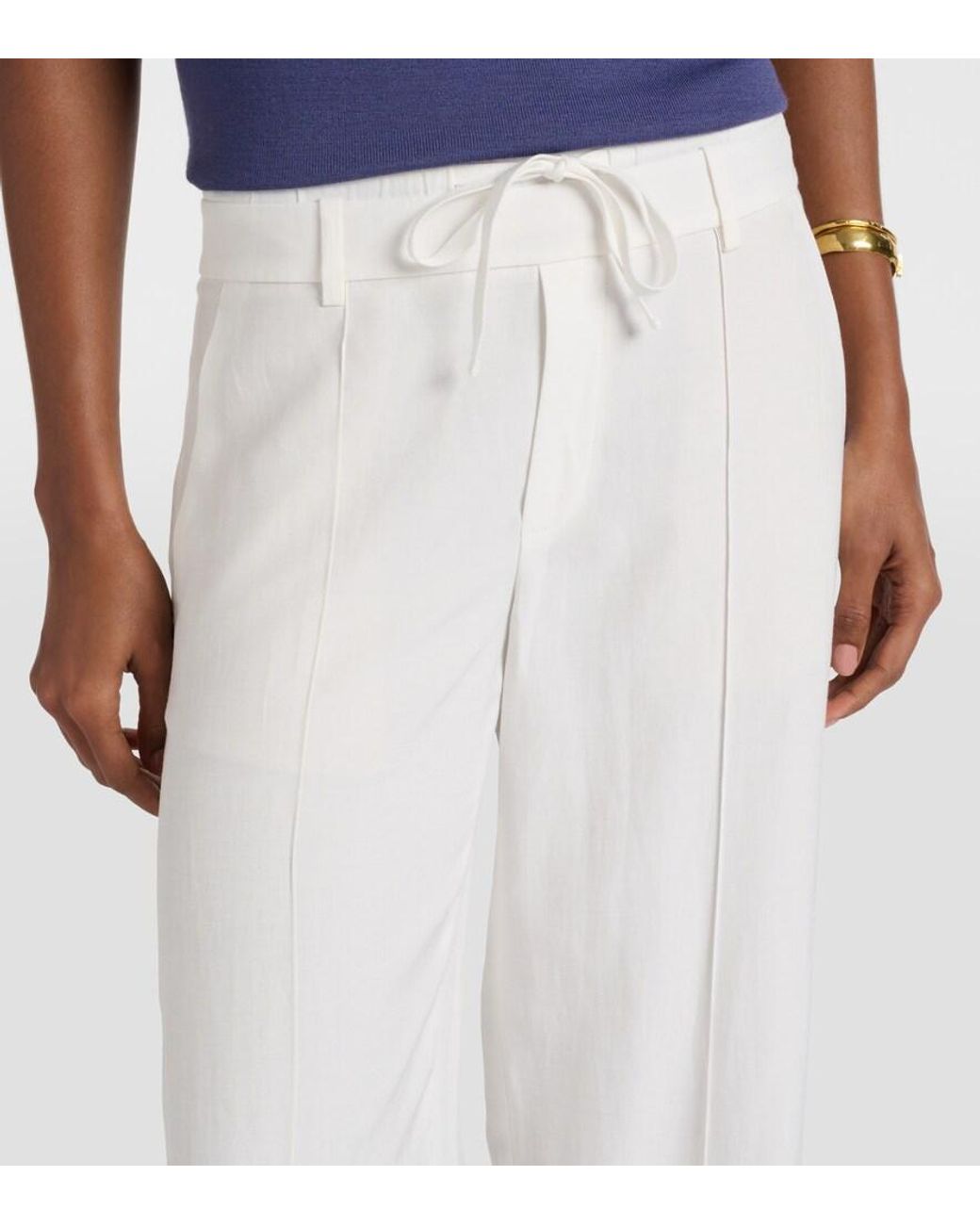 Vince White Mid-Rise Wide-Leg Pants