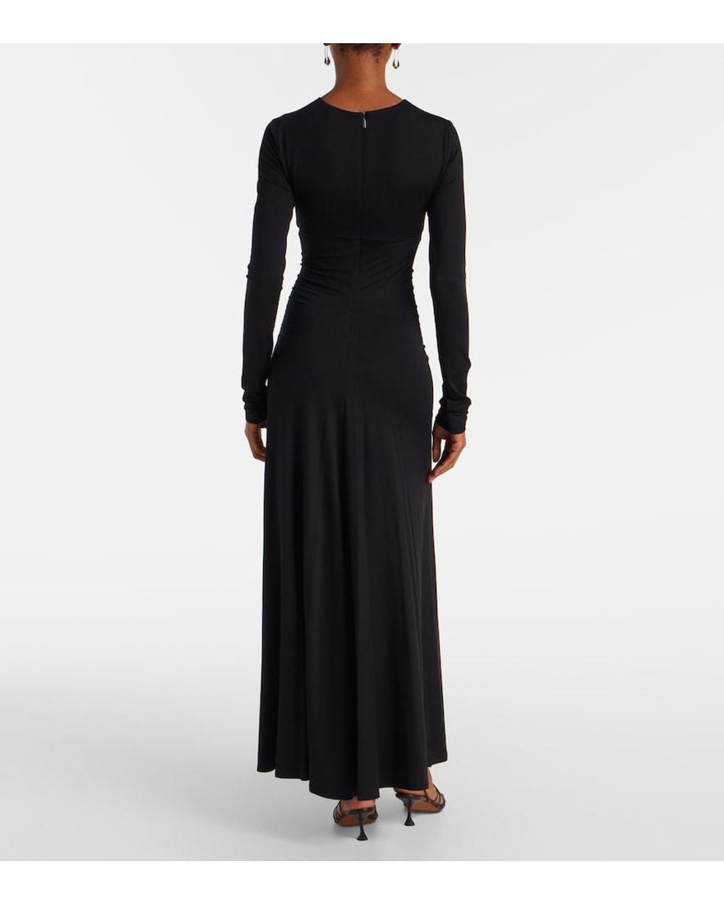 Max Mara Black Doppia Gathered Maxi Dress