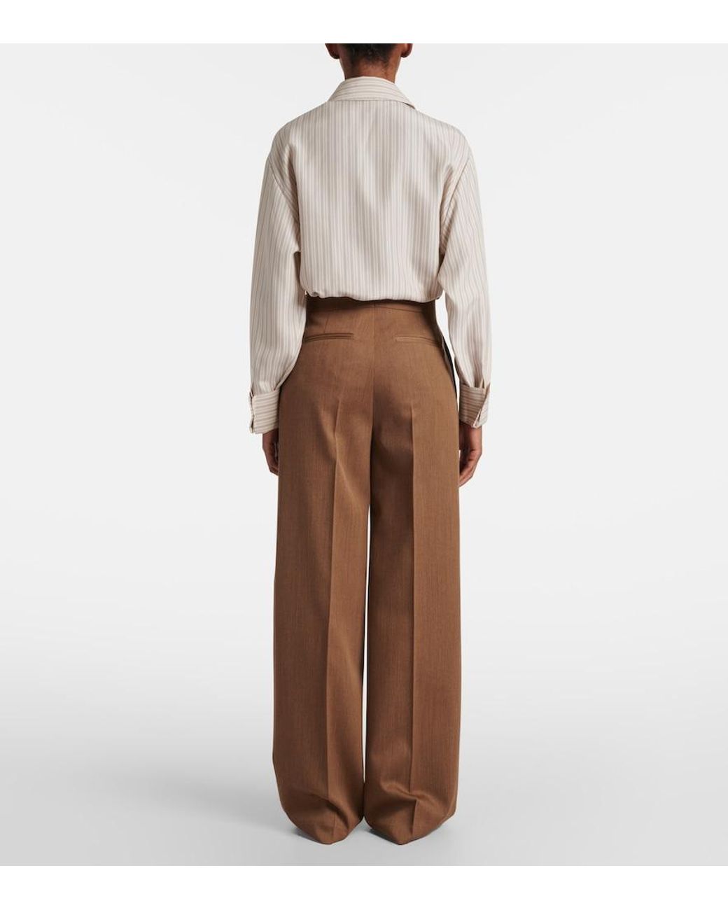 FFORME Brown Agel High-Rise Virgin Wool Wide-Leg Pants