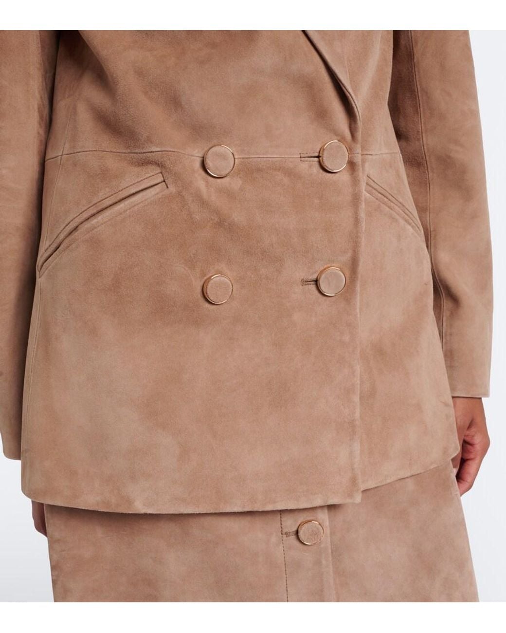 Veronica Beard Brown Oria Double-Breasted Suede Jacket