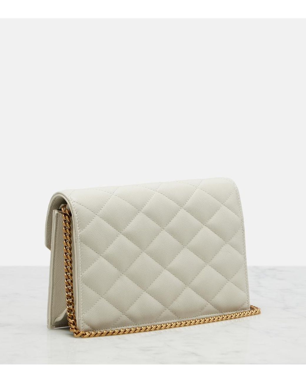 Saint Laurent White Paris Leather Wallet On Chain