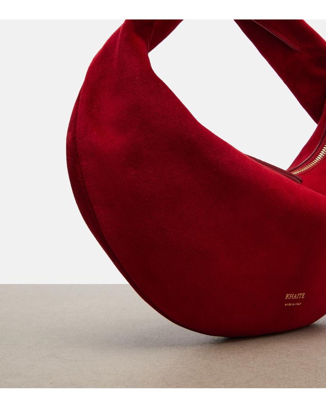 Khaite Red Olivia Mini Suede Top-Handle Bag