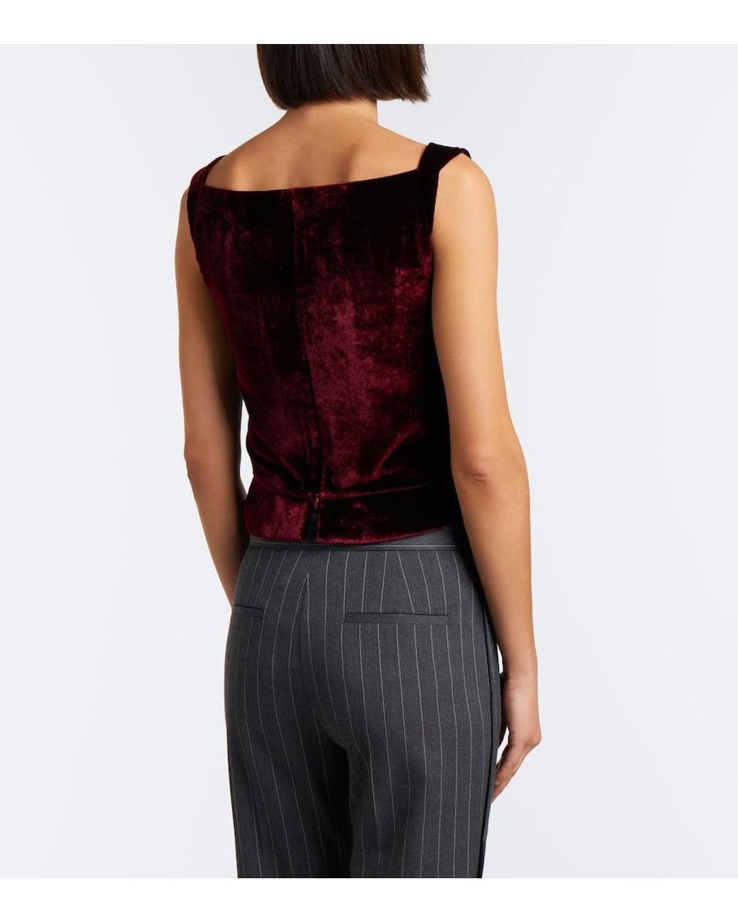 Vivienne Westwood Red Sunday Draped Velvet Bustier Top