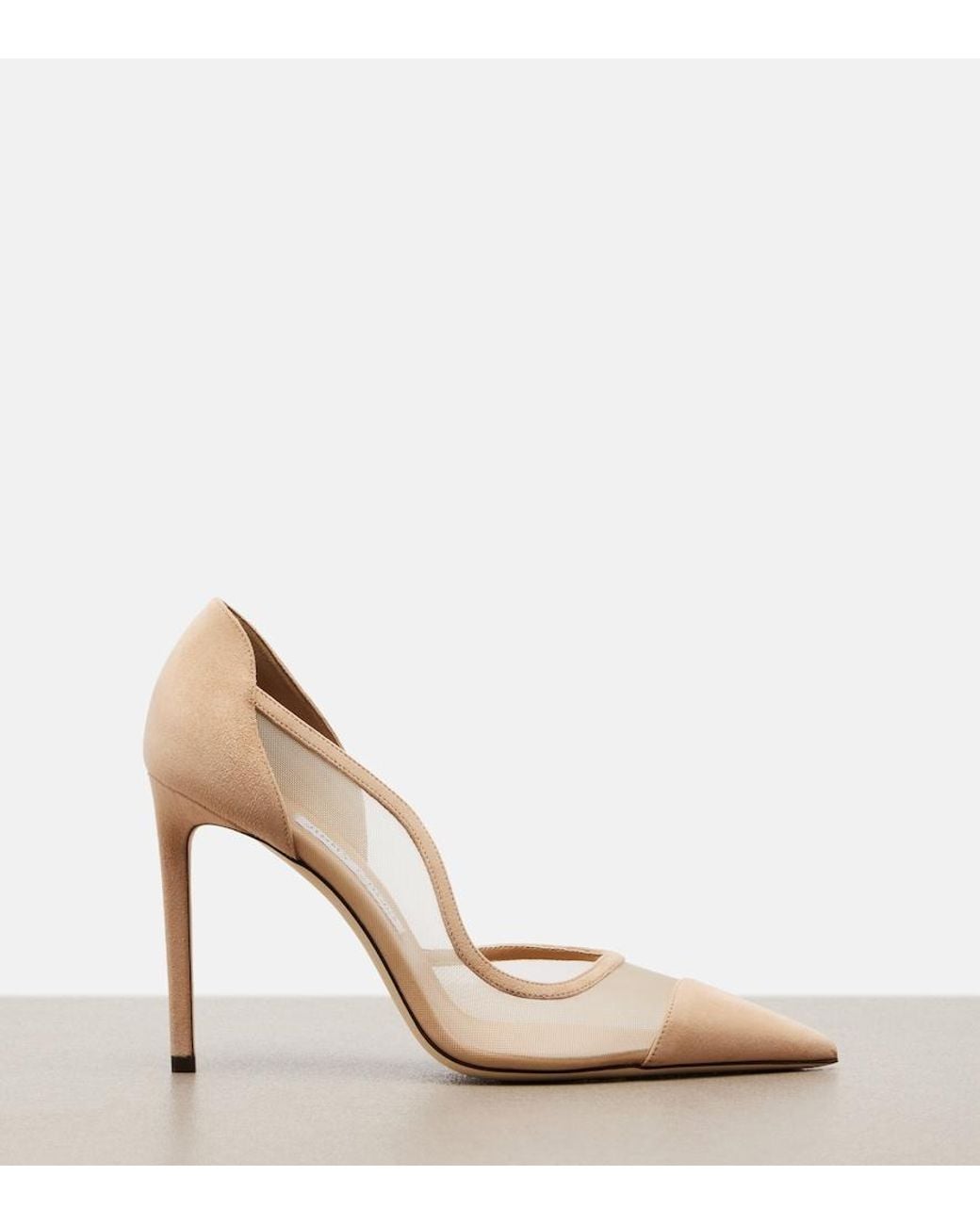 Jimmy Choo Natural Brigitte Suede And Mesh Pumps