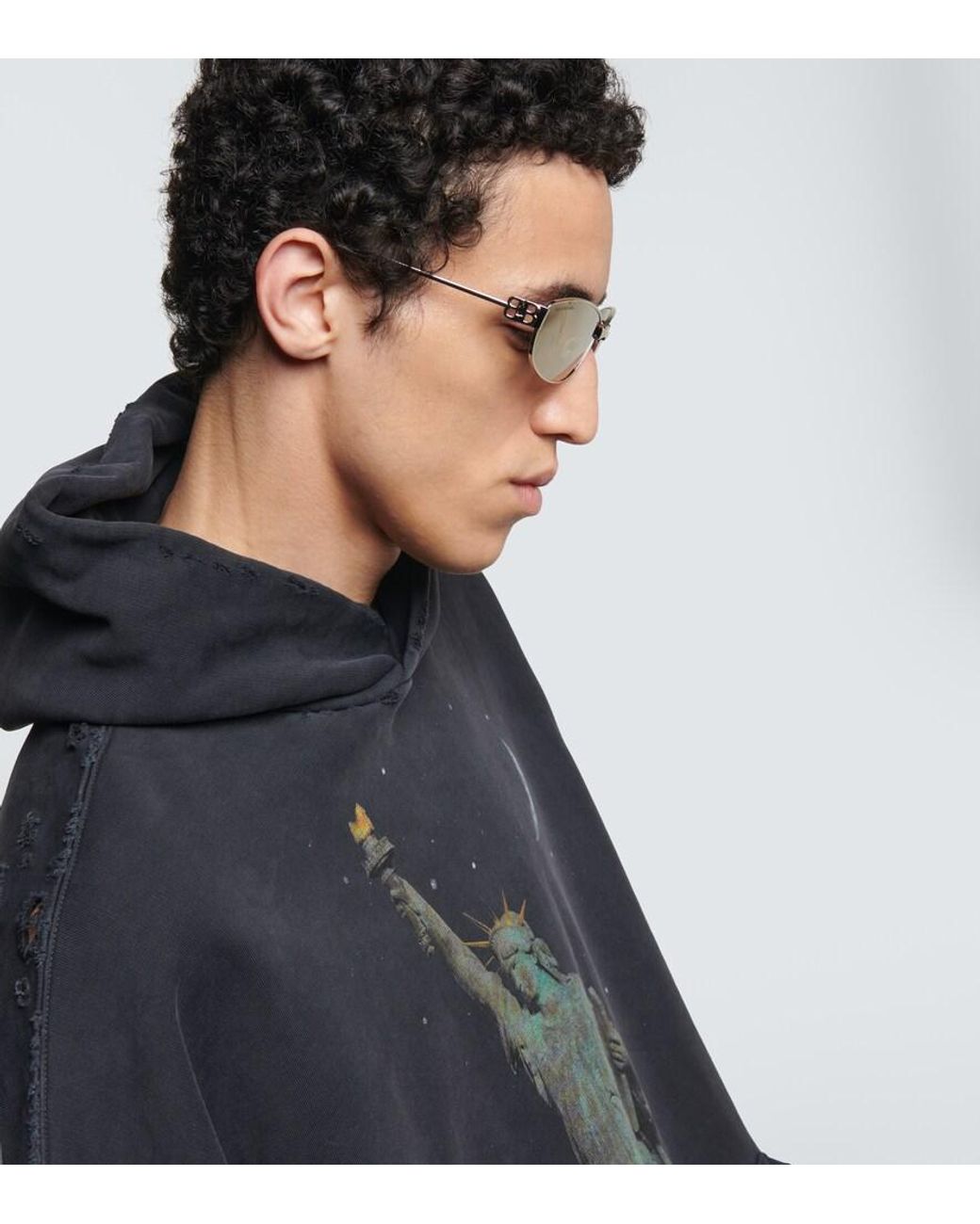Balenciaga White Mercury Oval Sunglasses for men