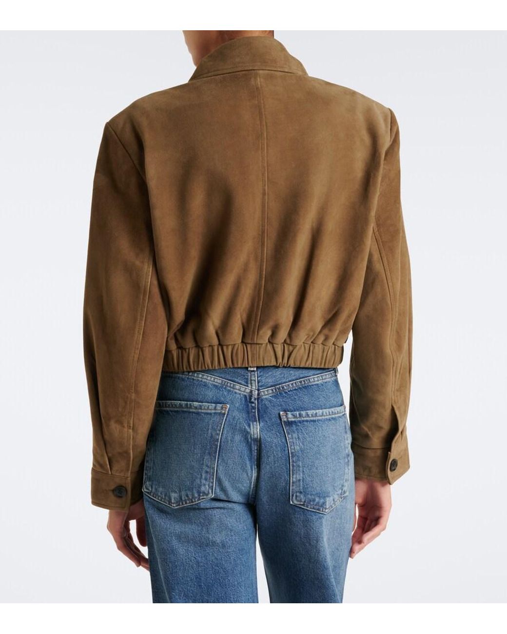 Agolde Green Nahla Cropped Suede Jacket