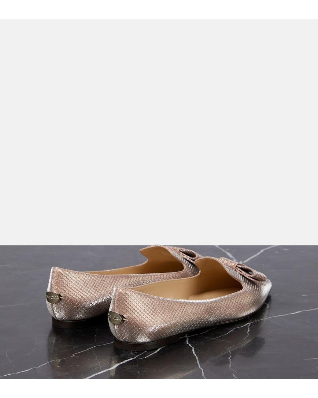 Jimmy Choo Pink Gala Bow-Embellished Ballet Flats