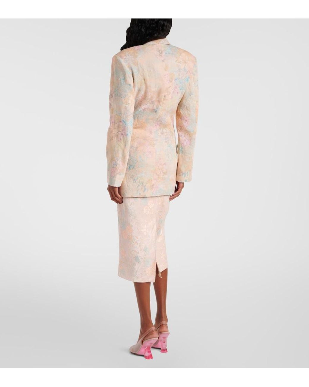 Dries Van Noten Natural Floral Linen-Blend Jacquard Blazer