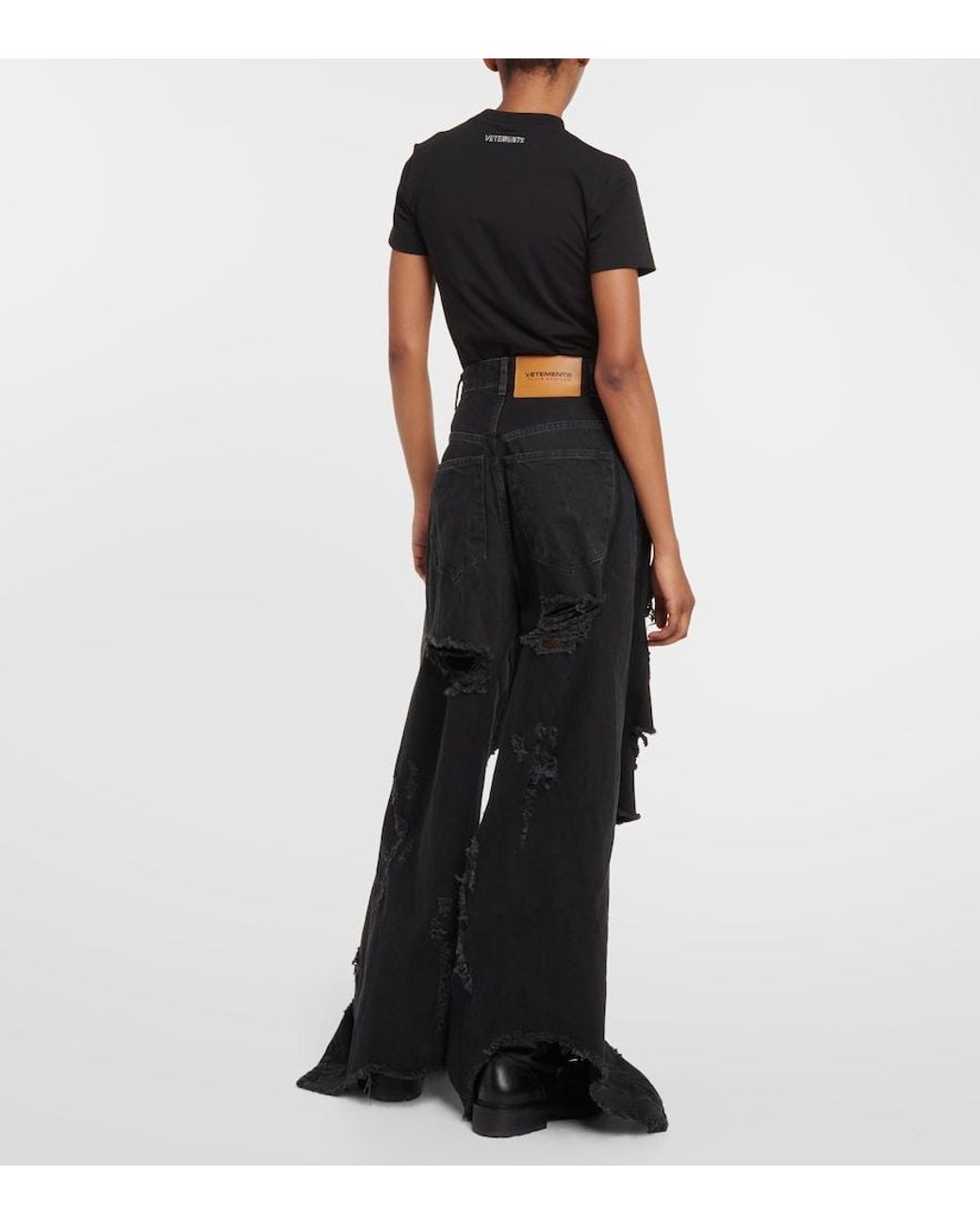 Jean Wide Distressed Vetements en coloris Black