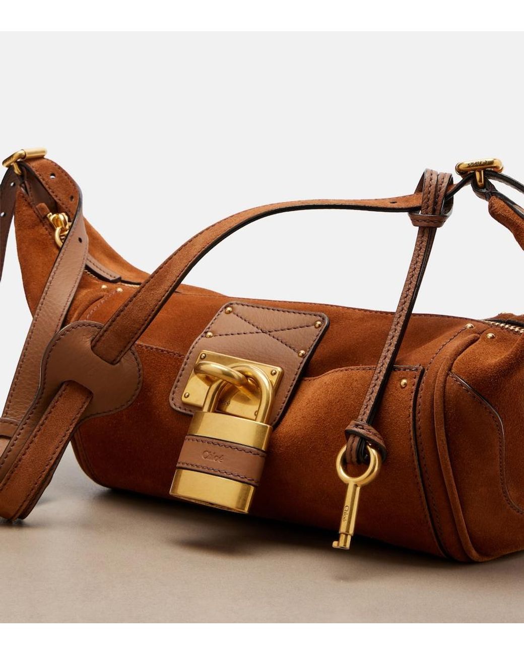 Chloé Brown Paddington Small Suede Shoulder Bag