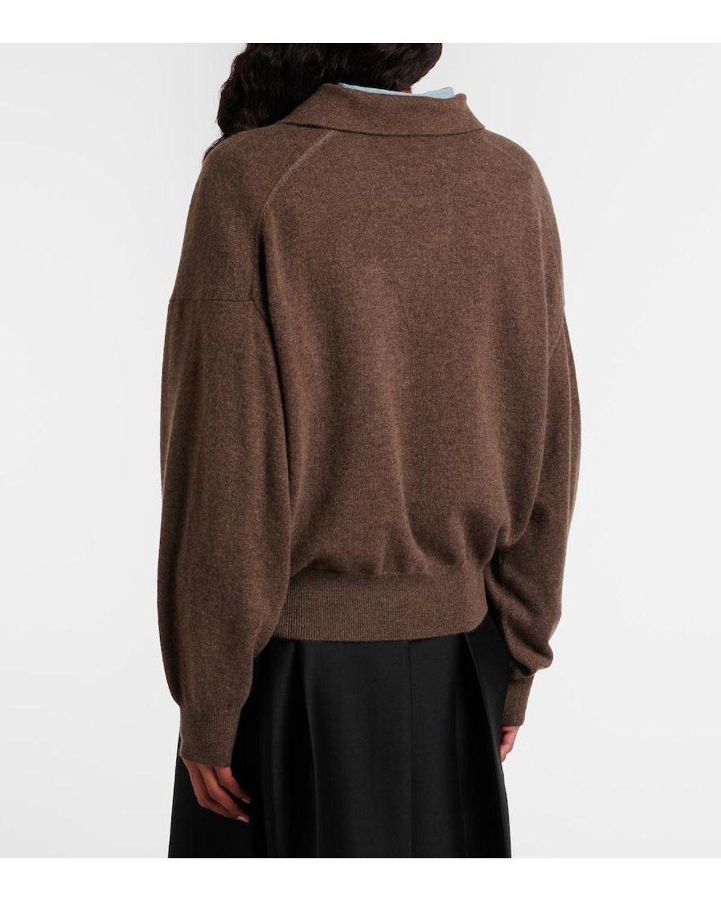 Lisa Yang Brown Katriel Cashmere Polo Sweater