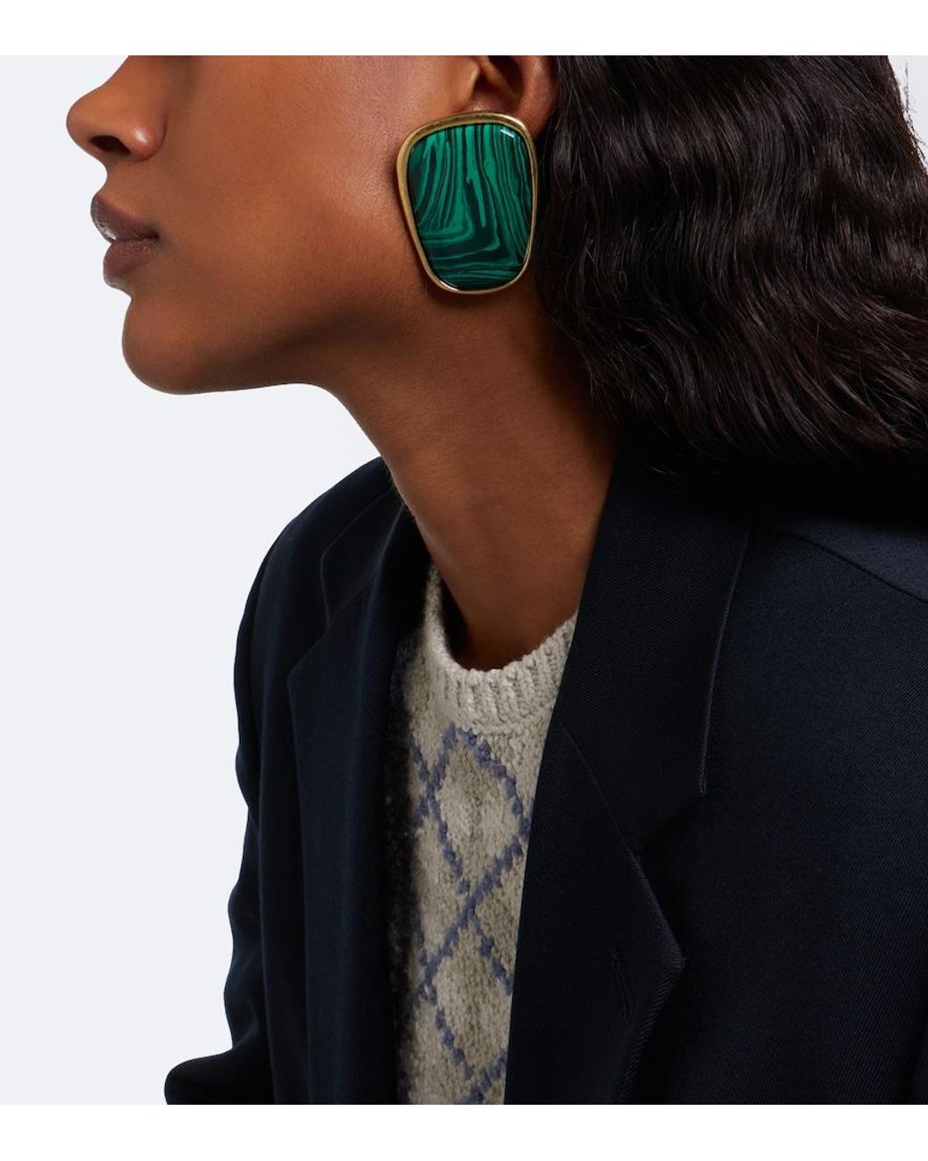 Acne Green Embellished Clip-On Earrings