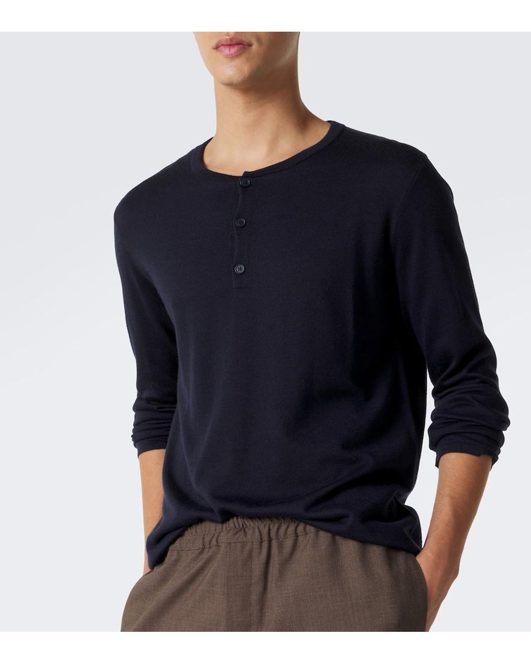 The Row Blue Ayan Cashmere And Silk Henley Shirt for men