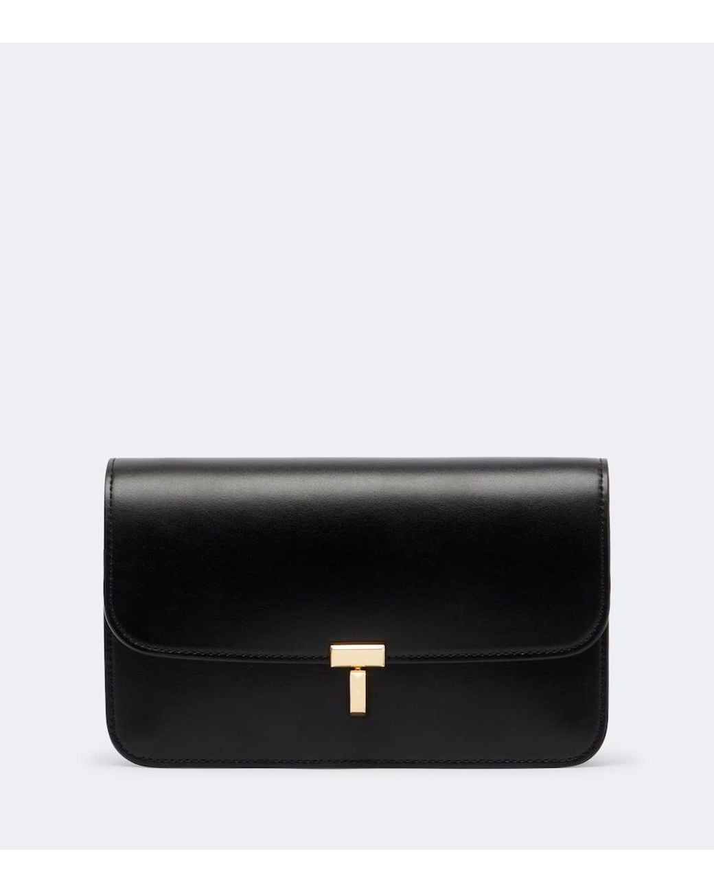 Totême Black T-Lock Leather Crossbody Bag