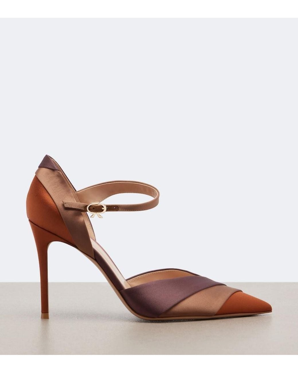 Gianvito Rossi Brown Sofia D'Orsay Satin Pumps