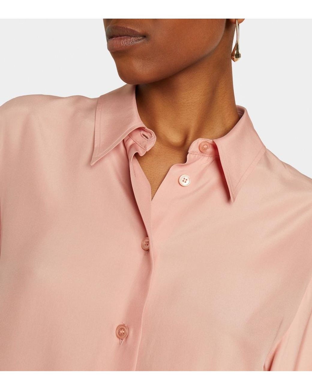 Stella McCartney Pink Floral Lace-Trimmed Silk Shirt