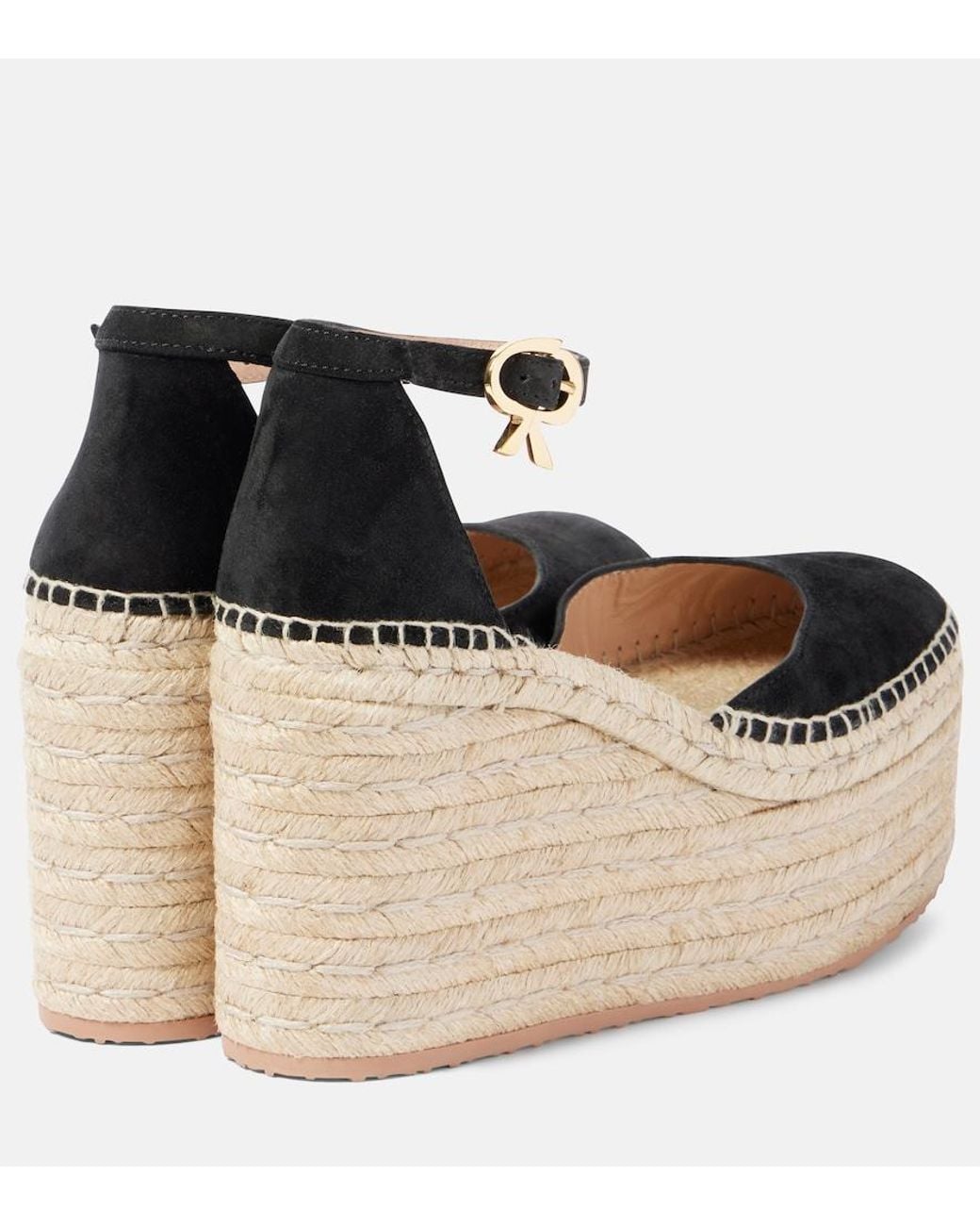 Gianvito Rossi Metallic Suede Platform Espadrille Wedges