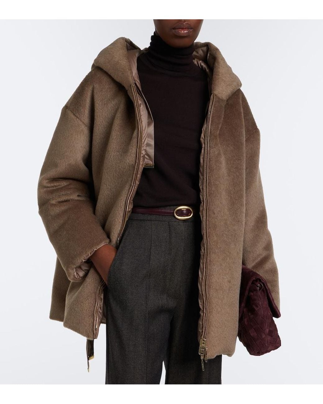 Max Mara Brown The Cube Reversible Alpaca And Wool Down Jacket