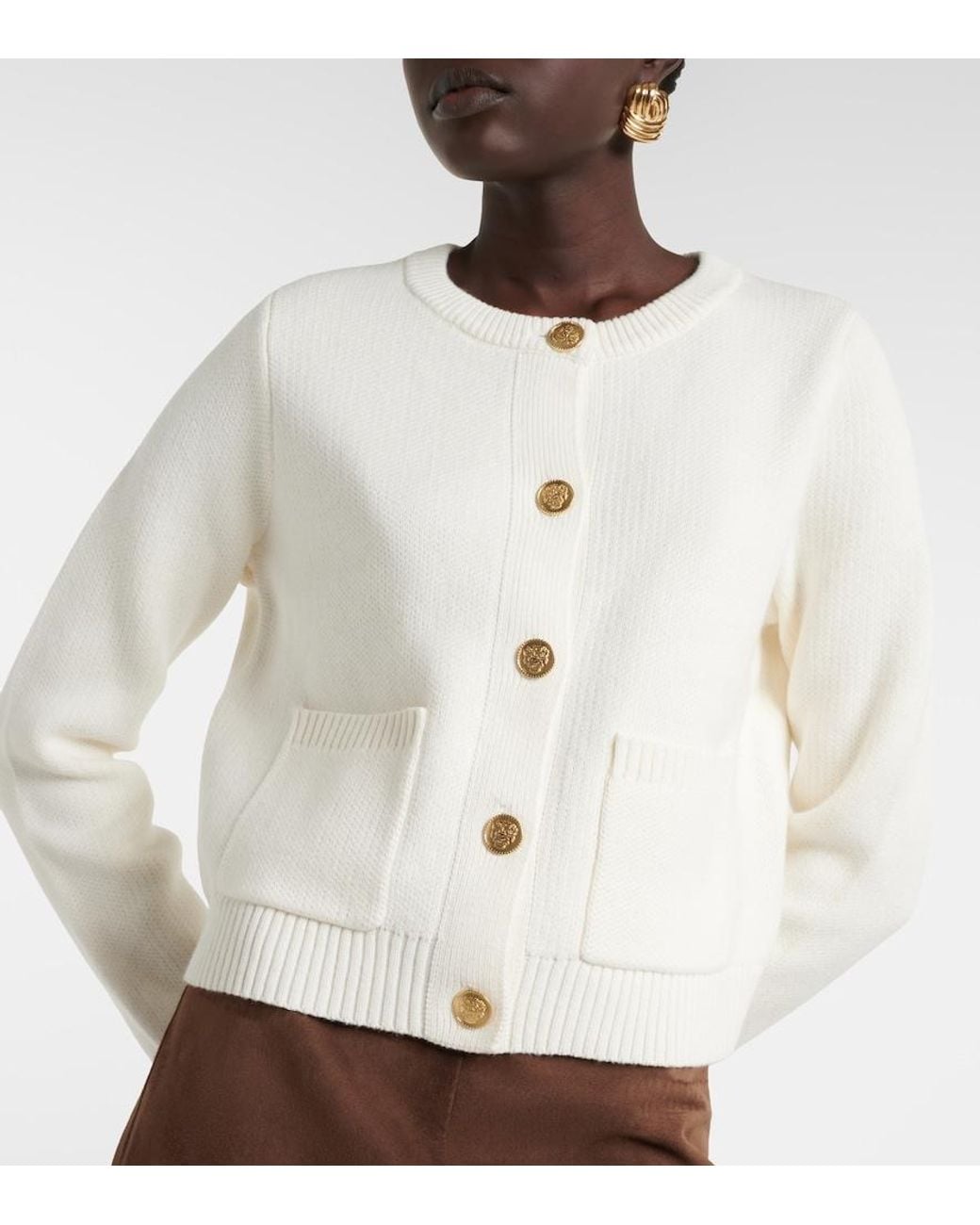 Velvet White Mahal Cotton And Cashmere Cardigan