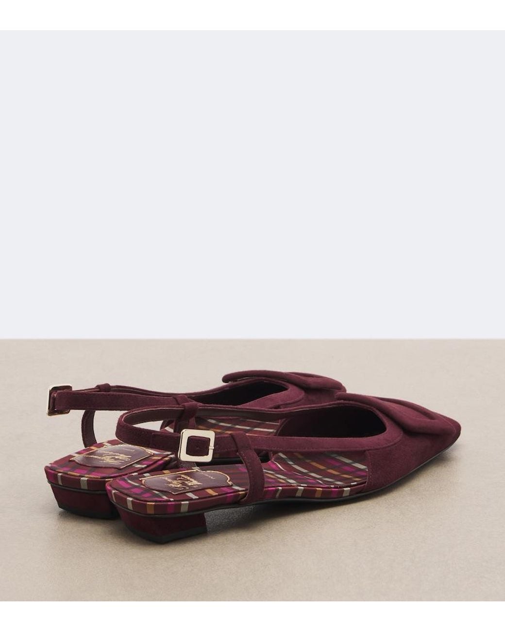 Roger Vivier Brown Belle Vivier Suede Slingback Flats