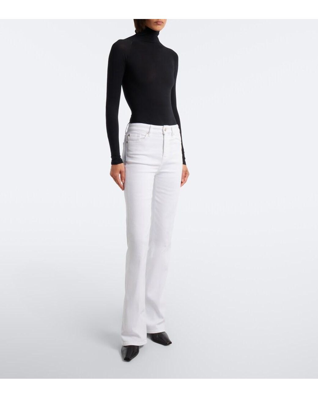 7 For All Mankind White Lisha Flared Jeans