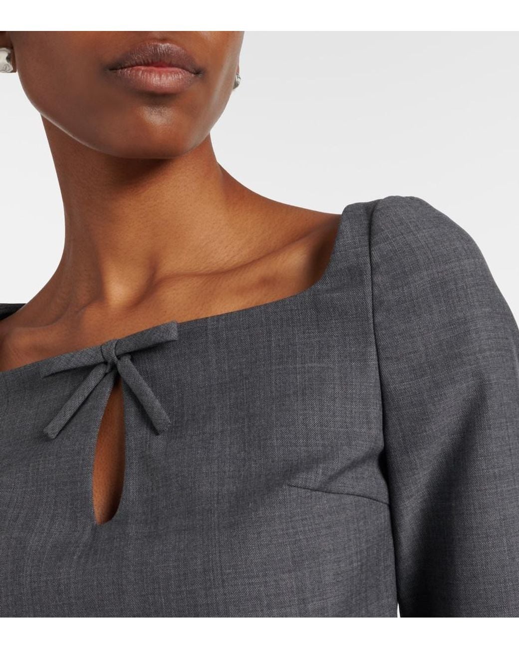 ShuShu/Tong Gray Bow-Detail Cutout Top