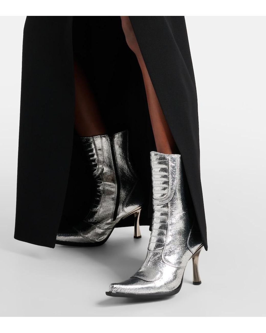Vetements White Metallic Leather Ankle Boots