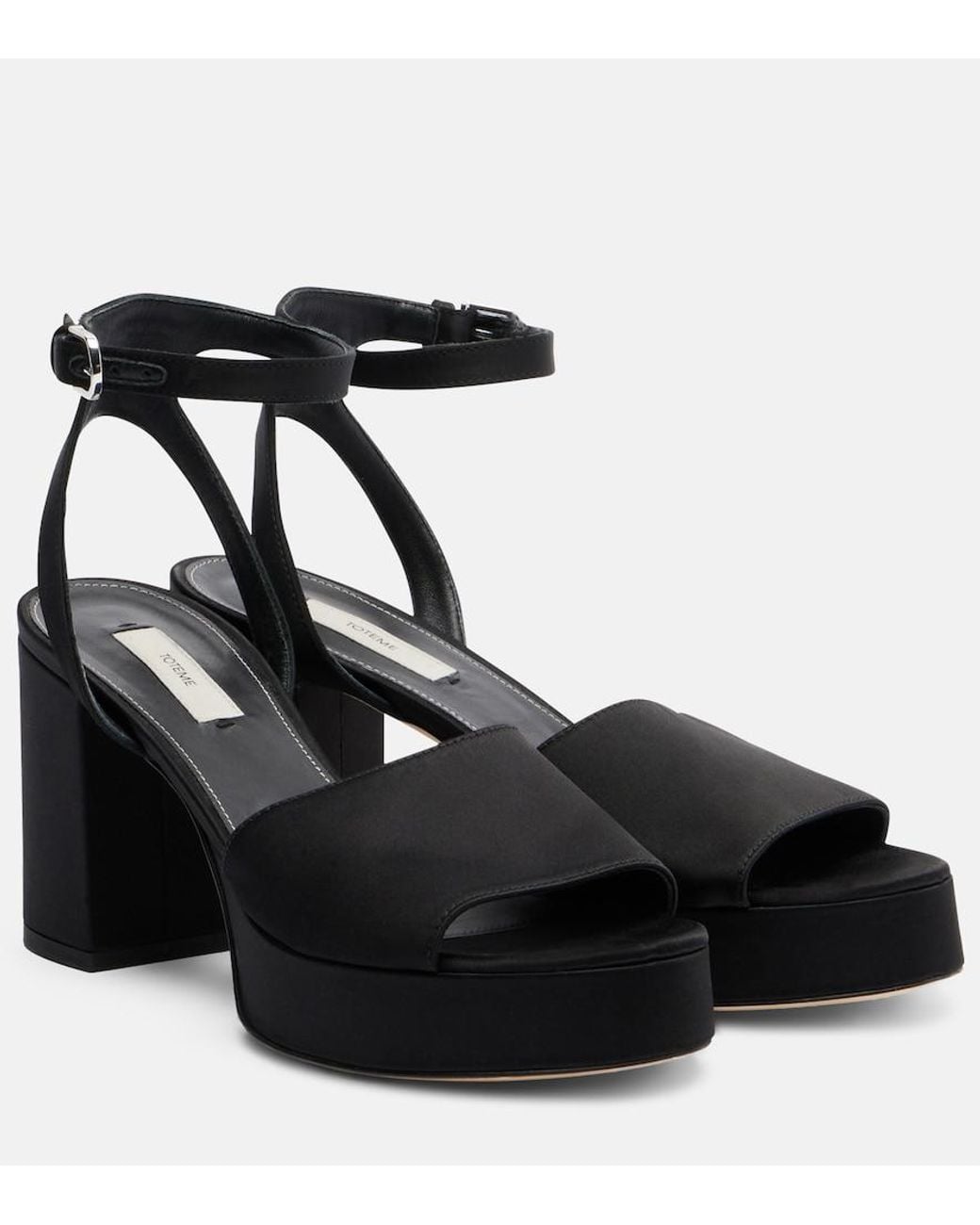 Totême Black Satin Platform Sandals
