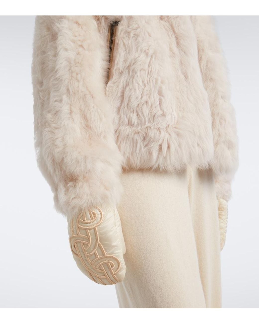Bogner Natural Liz Hooded Shearling Ski Jacket