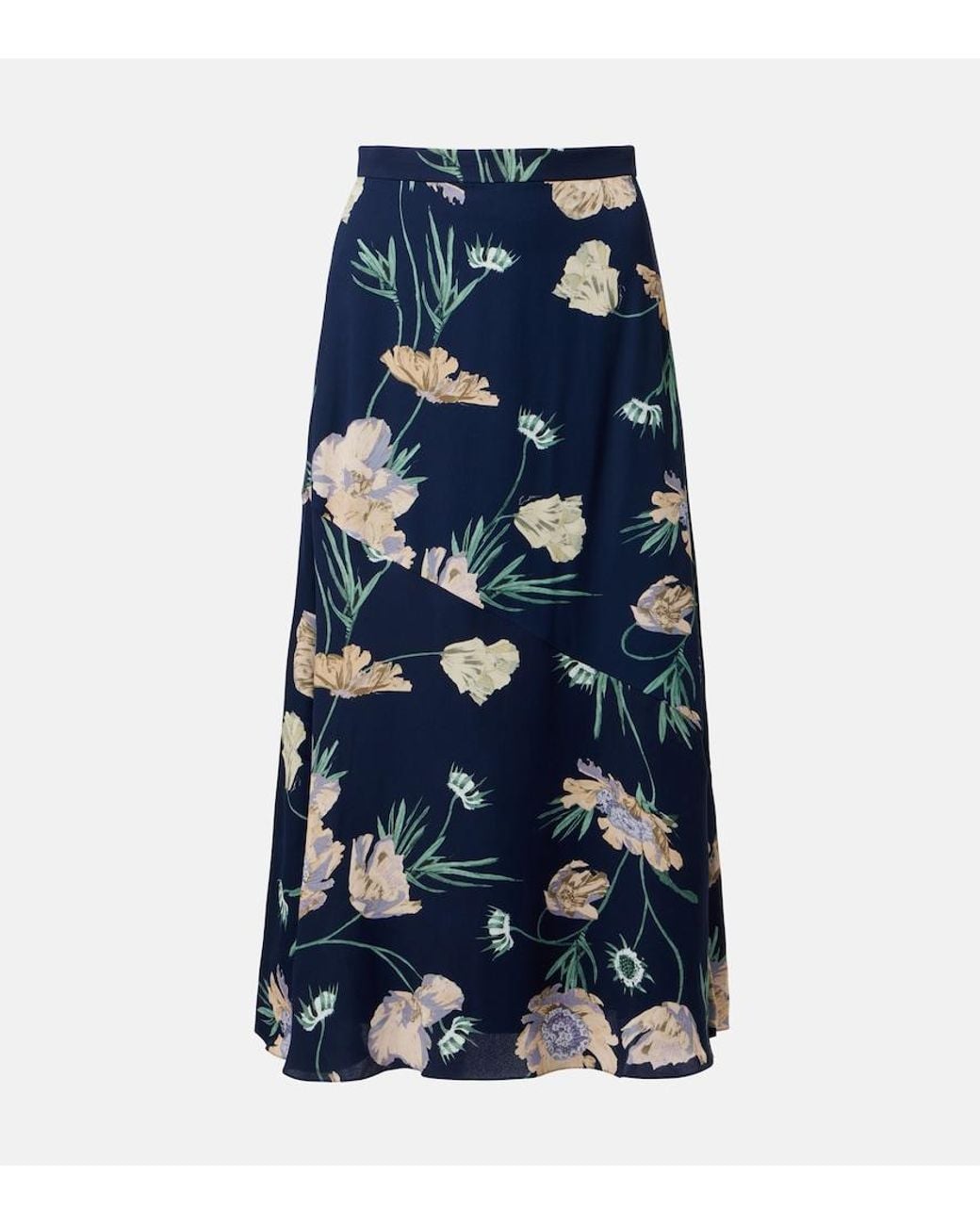 Erdem Blue Floral Midi Skirt