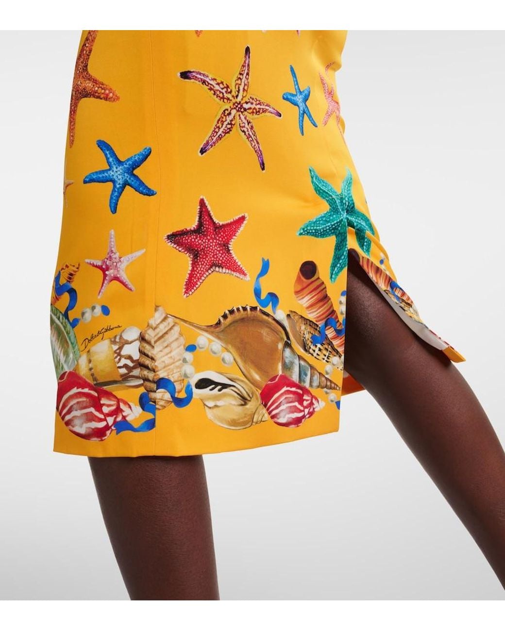 Dolce & Gabbana Orange Capri Printed Silk-Blend Midi Skirt