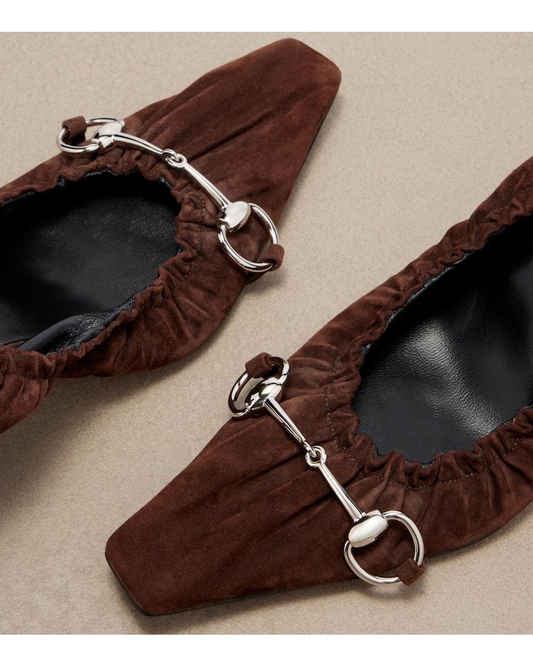 Gucci Brown Vittoria Horsebit Suede Pumps