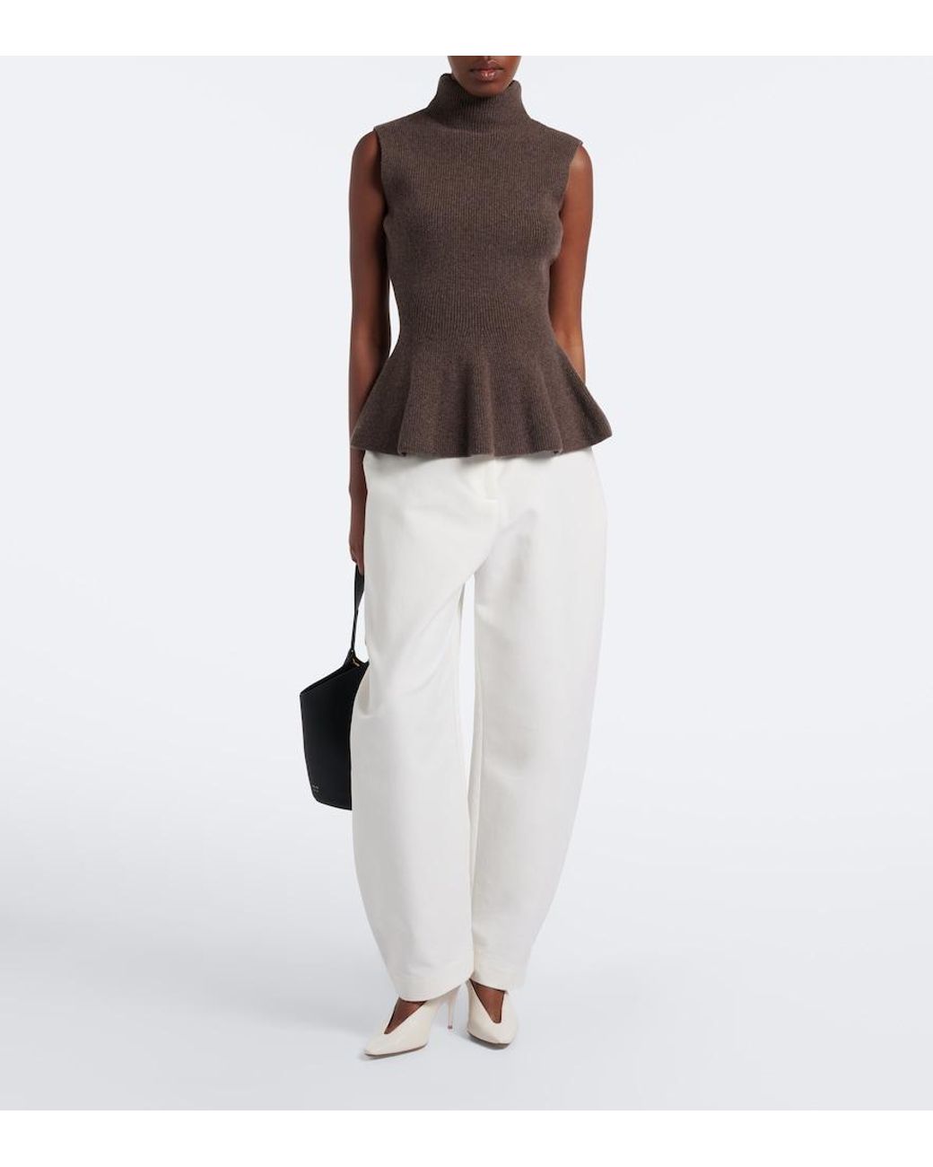 Rohe Brown Ribbed Wool And Cashmere Turtleneck Top