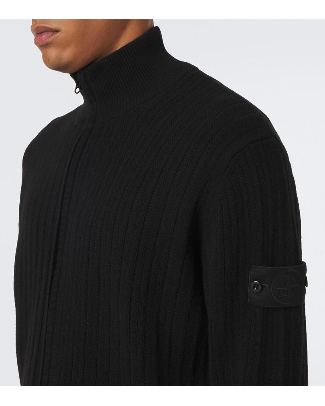 Stone Island Black Ghost Compass Wool And Cashmere Cardigan for men