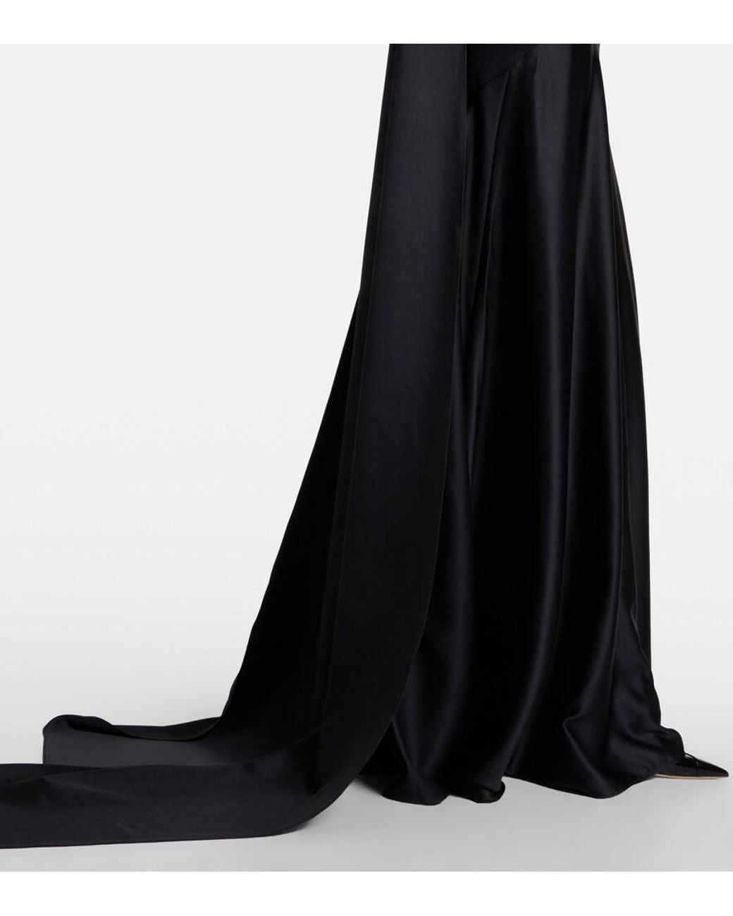 Solace London Black Mae Satin-Paneled Bustier Gown