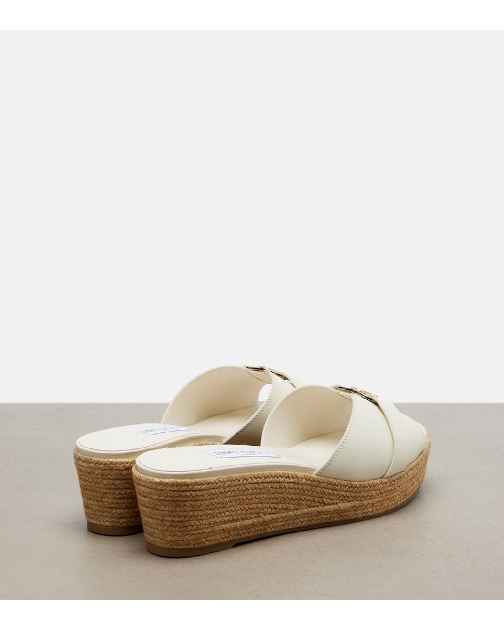 Jimmy Choo White Leda Wedge Espadrilles