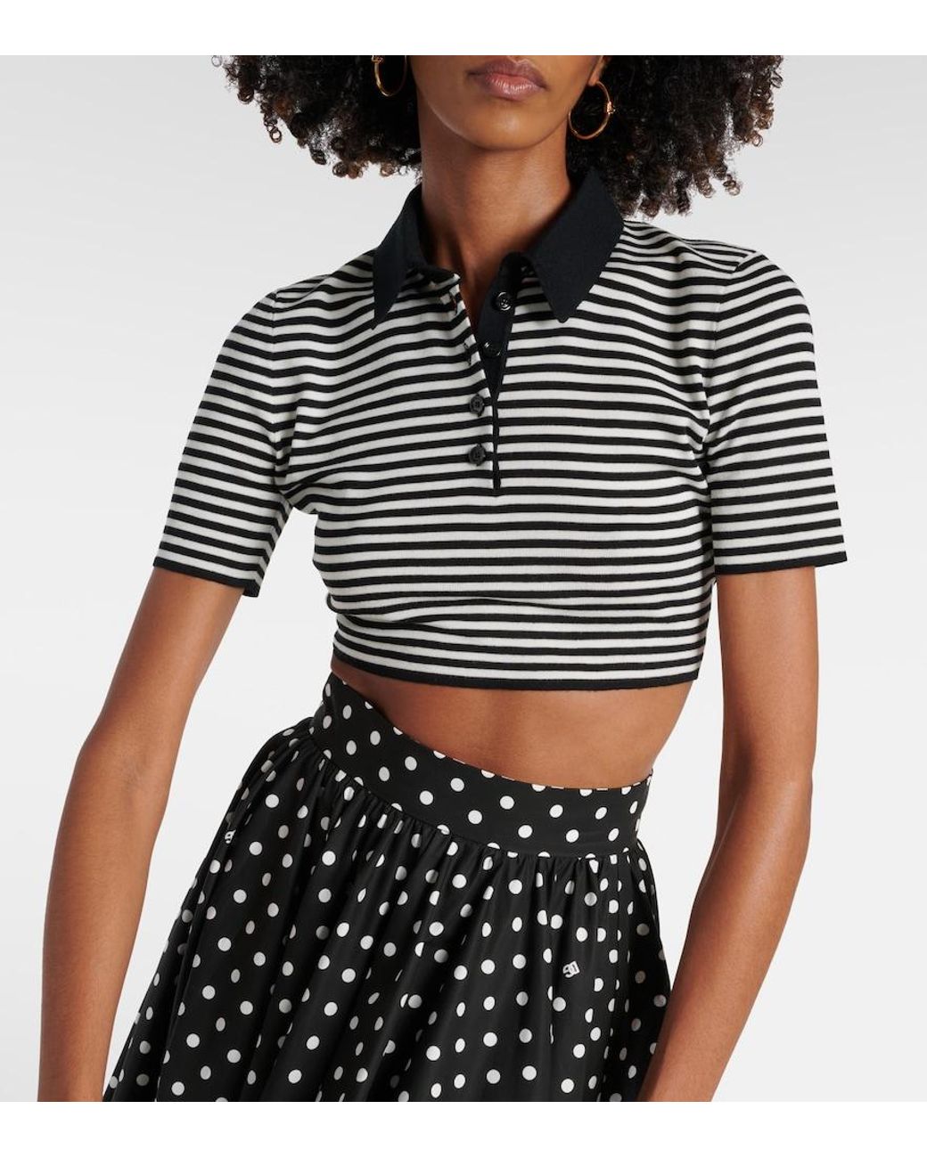 Dolce & Gabbana Black Cropped Wool Polo Shirt