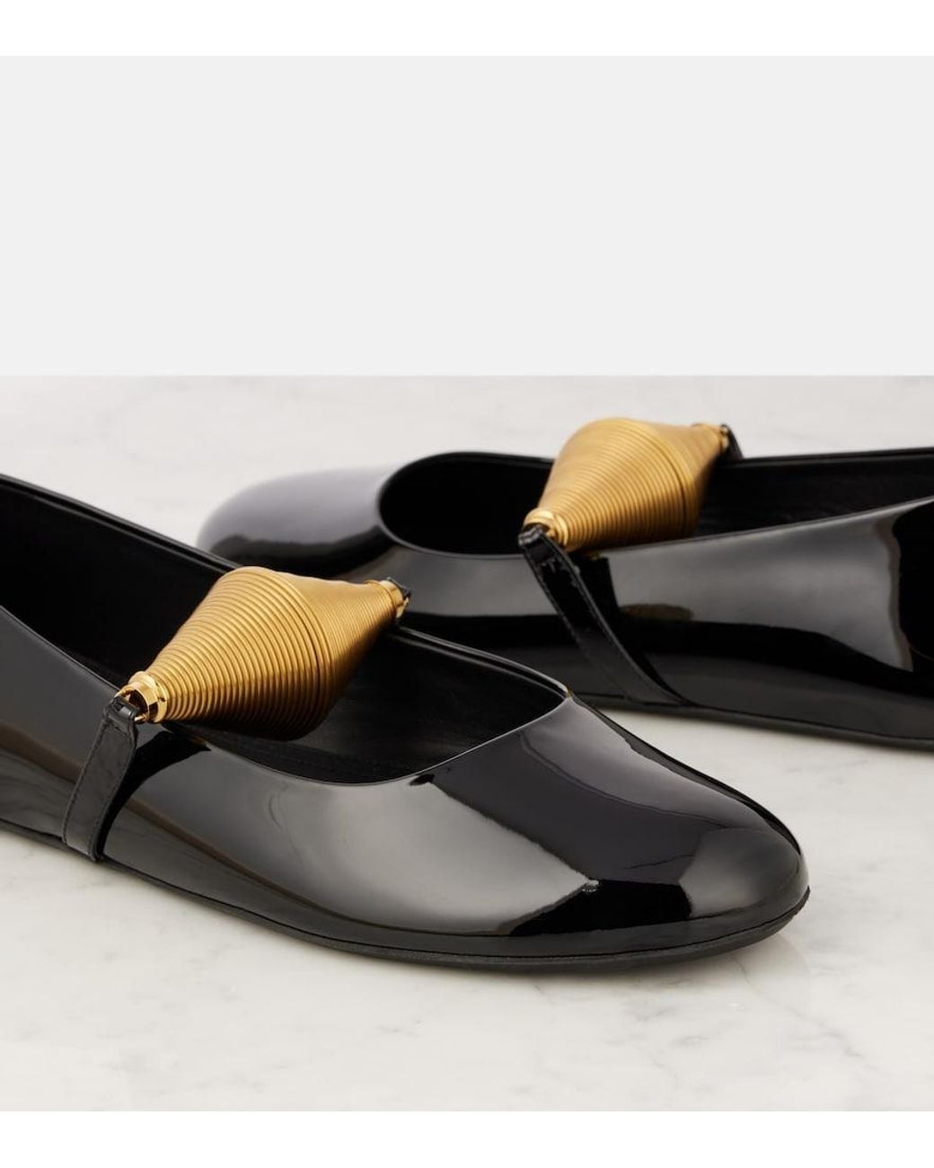 Alaïa Black Patent Leather Strap Ballet Flats