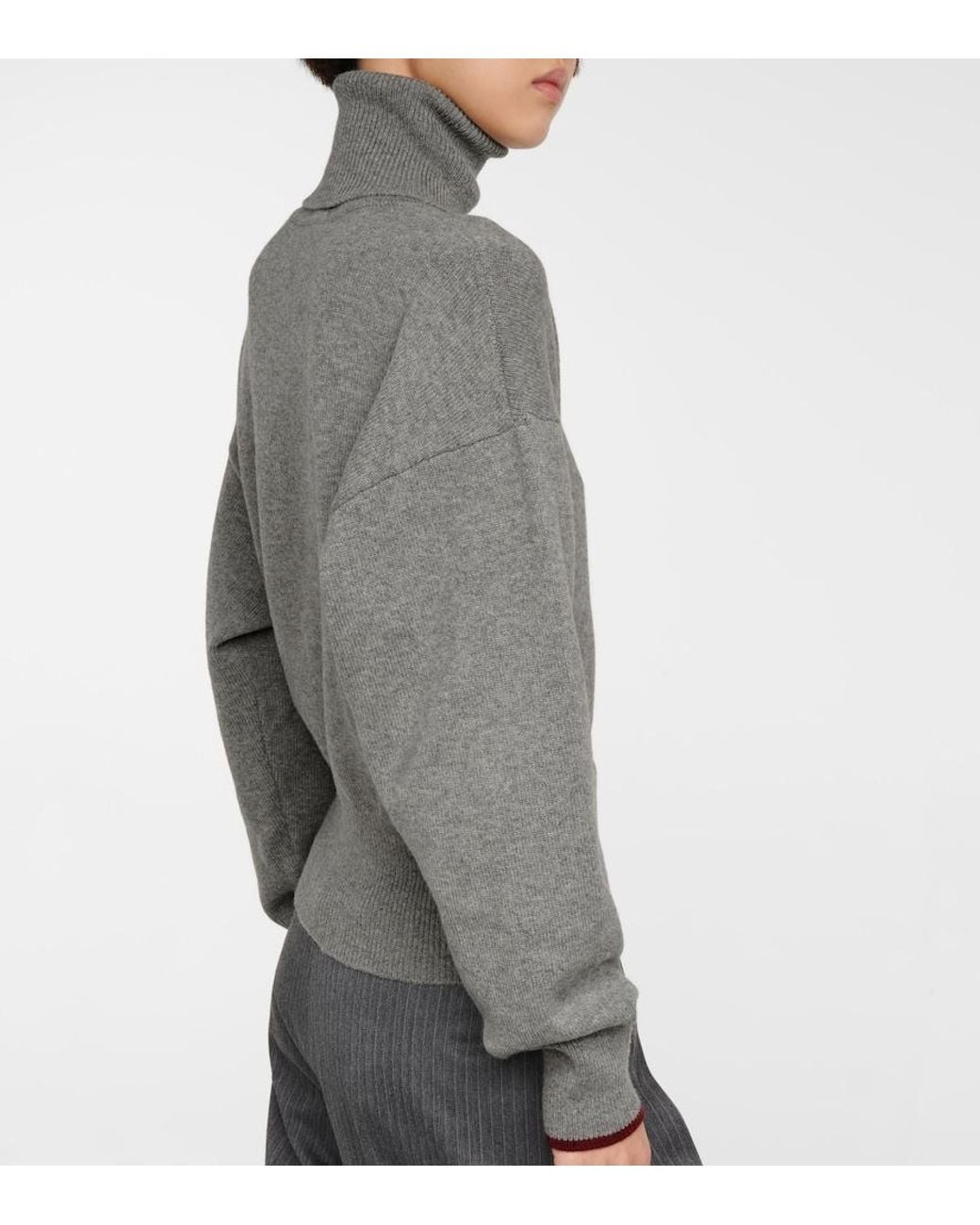 Victoria Beckham Gray Cutout Cashmere-Blend Knit Sweater