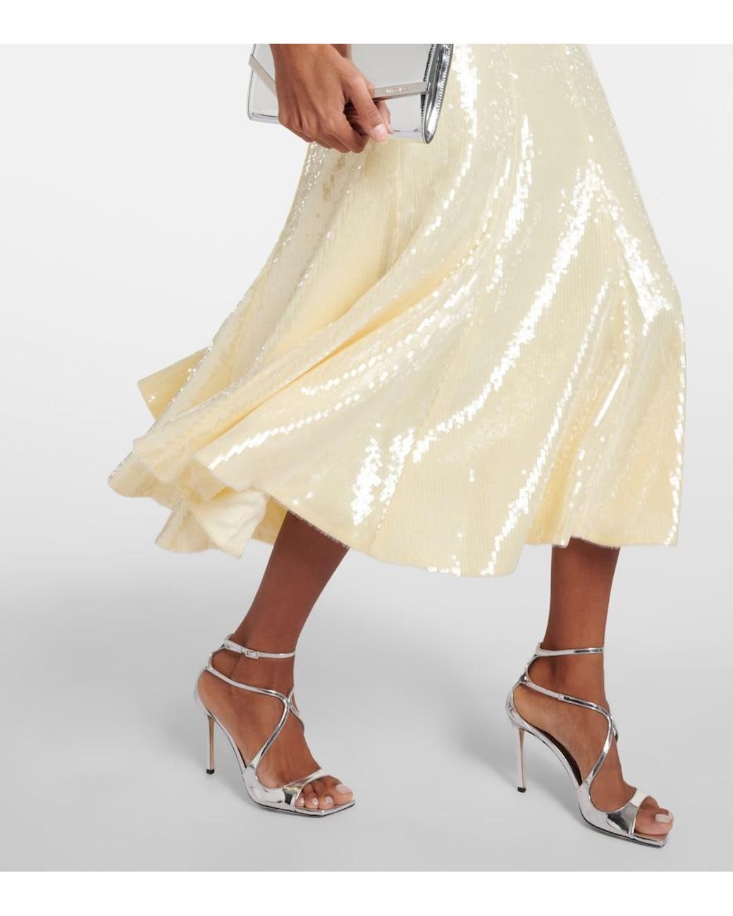 Roland Mouret Metallic Sequined Flared Midi Dress