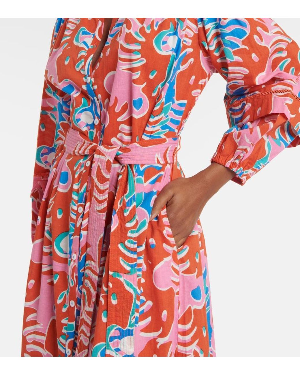 Poupette Red Cathy Printed Cotton Shirt Dress